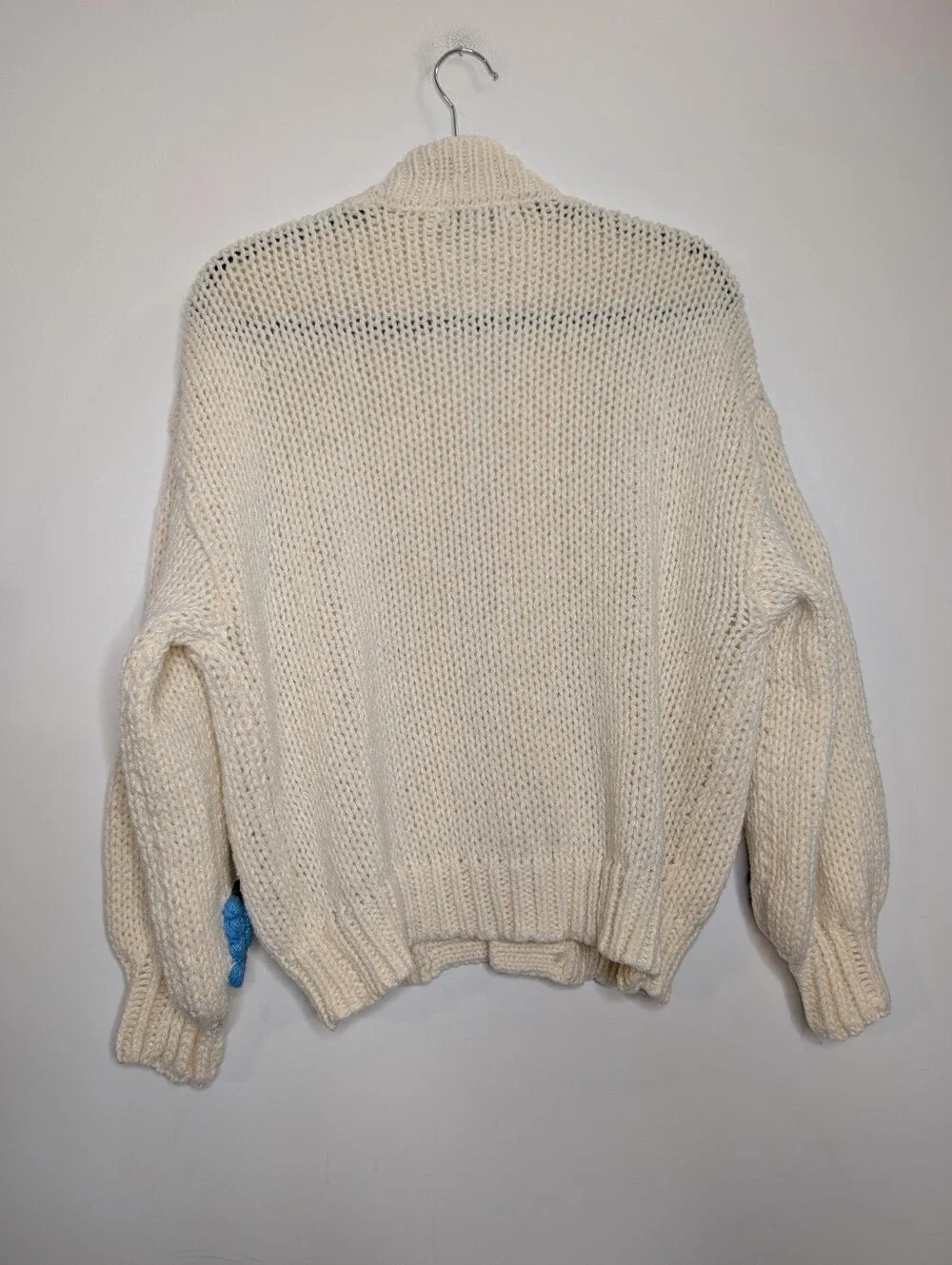 Duchamp 3D Fruit Appliqué Chunky Knit Cardigan Cream One Size